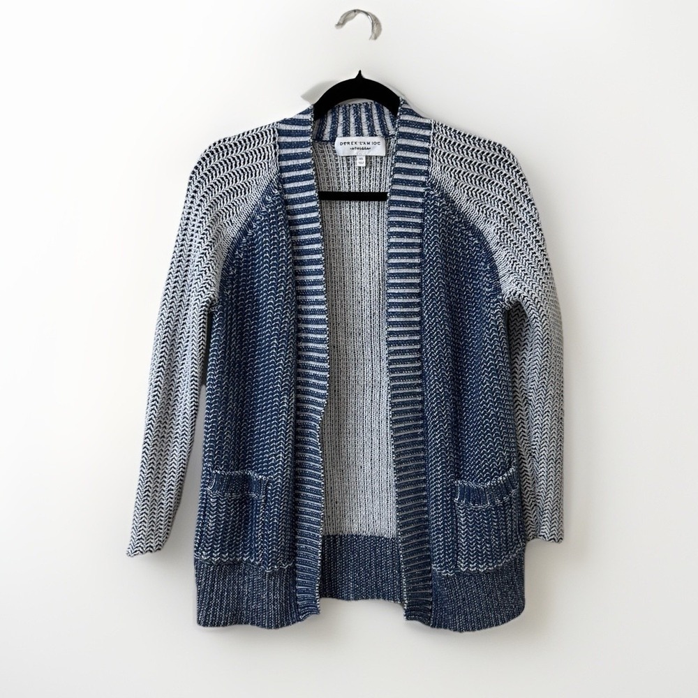 Athleta Cardigan Womens XS Blue Derek Lam Chunky Knit Open Front Wrap Sweater